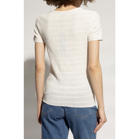 rag & bone Julia Scoop Neck Tee Women XS Ivory Sheer Pullover Stretch Minimalist - Picture 8 of 16
